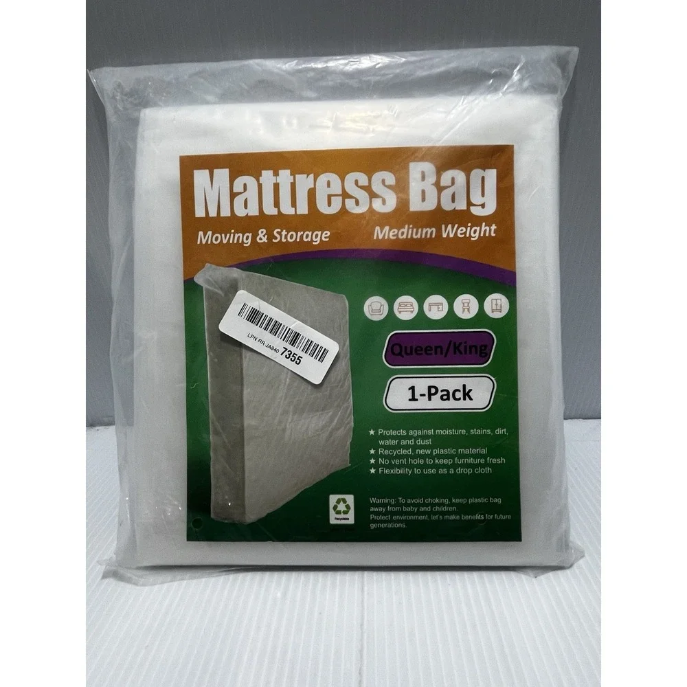 Mattress Bag for Moving and Storage, 3 Mil Thick, Fits Queen and King Mattress